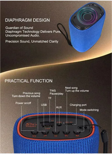 Portable Mini Bluetooth Speakers ZQS-201 - Blue