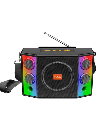 2 in 1 Portable Speaker Wireless Dual Speakers RGB Led Light Bluetooth With RGB Effect ZQS-824 - Black