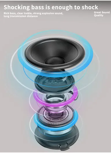 2 in 1 Portable Speaker Wireless Dual Speakers RGB Led Light Bluetooth With RGB Effect ZQS-824 - Black