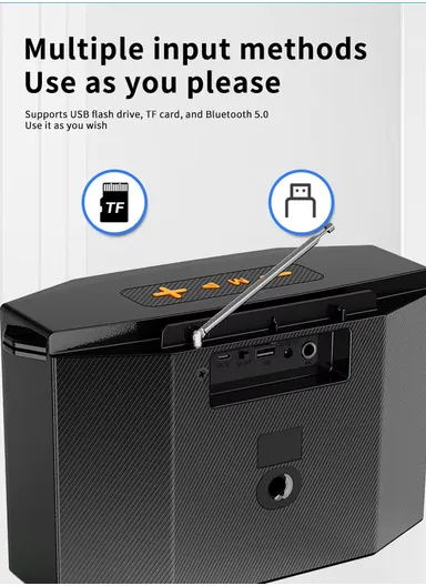 2 in 1 Portable Speaker Wireless Dual Speakers RGB Led Light Bluetooth With RGB Effect ZQS-824 - Black