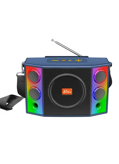 2 in 1 Portable Speaker Wireless Dual Speakers RGB Led Light Bluetooth With RGB Effect ZQS-824 - Blue