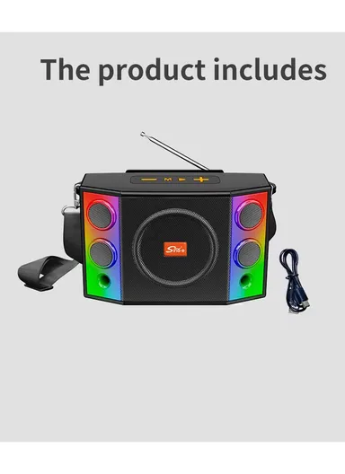 2 in 1 Portable Speaker Wireless Dual Speakers RGB Led Light Bluetooth With RGB Effect ZQS-824 - Blue