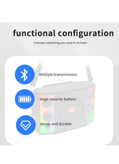 2 in 1 Portable Speaker Wireless Dual Speakers RGB Led Light Bluetooth With RGB Effect ZQS-824 - Blue