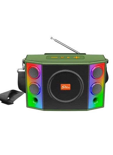 2 in 1 Portable Speaker Wireless Dual Speakers RGB Led Light Bluetooth With RGB Effect ZQS-824 - Green