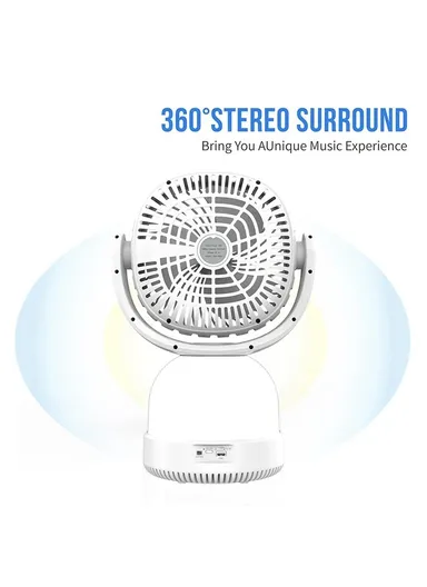 Multifunctional Rechargeable Desk Fan with LED Light &amp; Wireless Speaker ZQS-F802