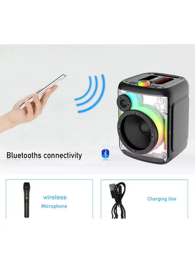 6.5" + Tweeter Portable Hi-Fi BT Home Stereo Subwoofer Karaoke Speaker Professional Wireless With Wireless Microphone ZQS-6169