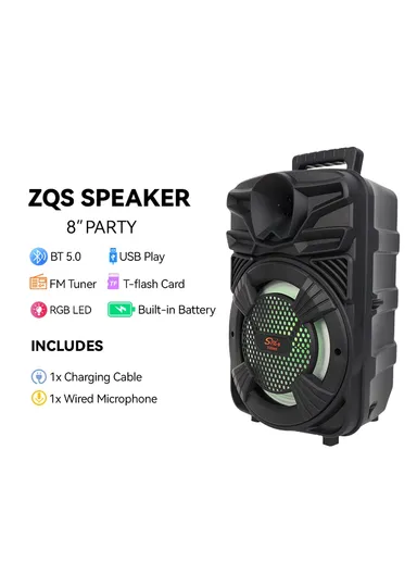 1800mAh DJ Speaker Subwoofer Wireless BT Sound BOX Party Speaker ZQS-805