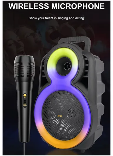 8"Rechargeable Subwoofer Wireless Bluetooth with Wired Microphone &amp; Remote Control ZQS-8163