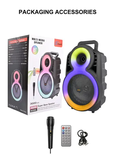 8"Rechargeable Subwoofer Wireless Bluetooth with Wired Microphone &amp; Remote Control ZQS-8163
