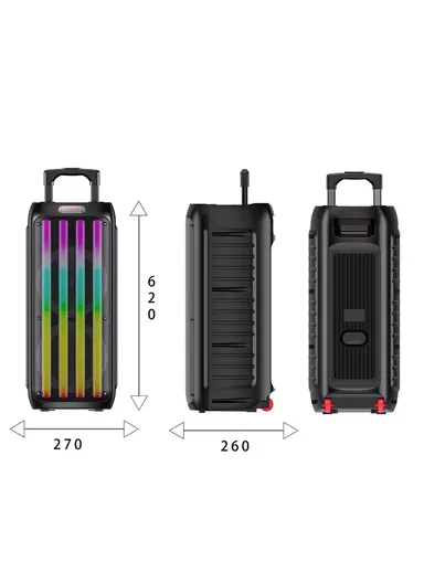 Dual 8" DJ Sound Bass Sound Wireless Speaker Karaoke Machine with LED Light Music System Support Trolley Speaker ZQS8232 