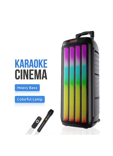 Dual 8" DJ Sound Bass Sound Wireless Speaker Karaoke Machine with LED Light Music System Support Trolley Speaker ZQS8232 