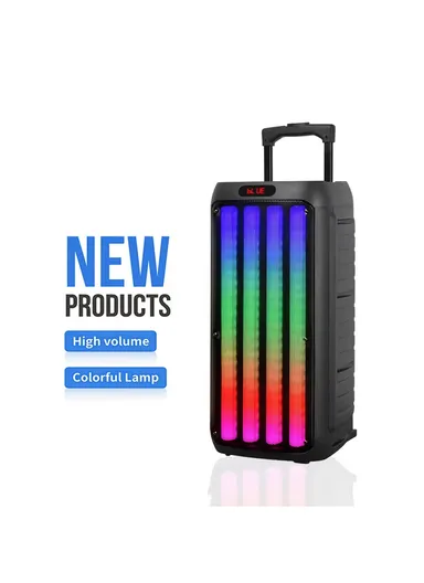 Dual 8" DJ Sound Bass Sound Wireless Speaker Karaoke Machine with LED Light Music System Support Trolley Speaker ZQS8232 
