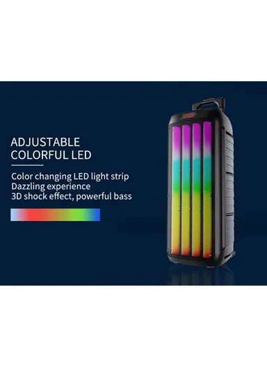 Dual 8" DJ Sound Bass Sound Wireless Speaker Karaoke Machine with LED Light Music System Support Trolley Speaker ZQS8232 