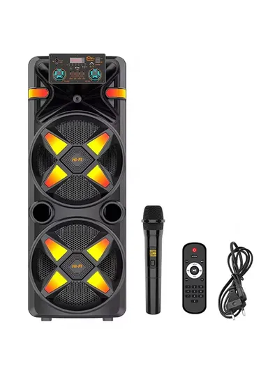Dual 12" Colorful Lighting Portable Bluetooth Speaker With Wireless Microphone &amp; Remote Control ZQS-12203