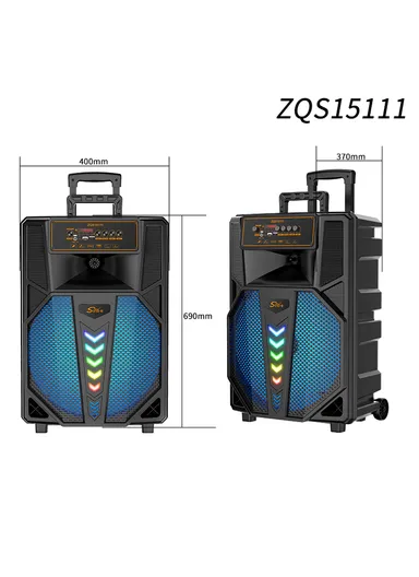 15" Trolley Bluetooth Speaker, Portable Party Dj Wireless Trolley Speaker ZQS-15111