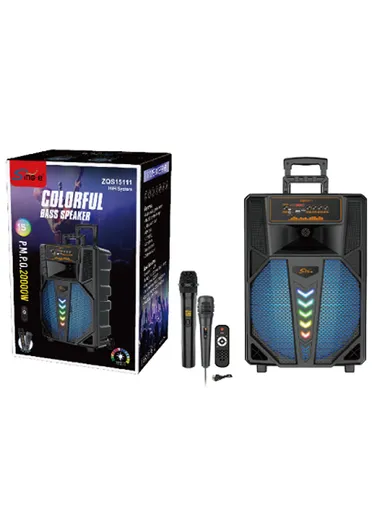 15" Trolley Bluetooth Speaker, Portable Party Dj Wireless Trolley Speaker ZQS-15111