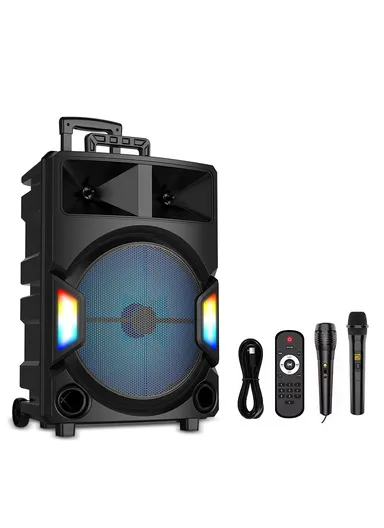 Super Bass Party Trolley Speaker With Wireless Microphones Remote Control ZQS-15112