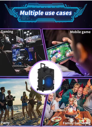 Super Bass Party Trolley Speaker With Wireless Microphones Remote Control ZQS-15112