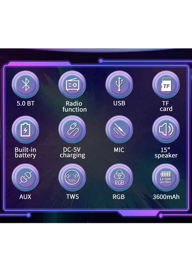 Super Bass Party Trolley Speaker With Wireless Microphones Remote Control ZQS-15112