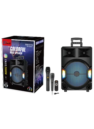 Super Bass Party Trolley Speaker With Wireless Microphones Remote Control ZQS-15112