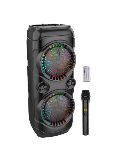 Dual 8" Colorful Lighting Portable Bluetooth Speaker With Wireless Microphone &amp; Remote Control ZQS-8229W