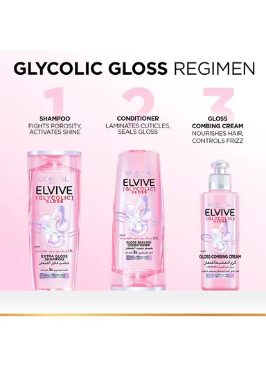 400ml Glycolic Gloss Shampoo, Deep Repair &amp; Shine Boosting Treatment for Dry, Frizzy Hair