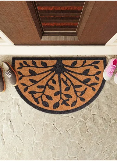 Tree Printed Door Mat 46 x 76 cm - Light Brown / Black