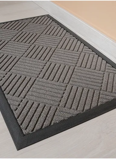 Basket Weave Zymta Door Mat 46 x 76 cm - Grey / Black
