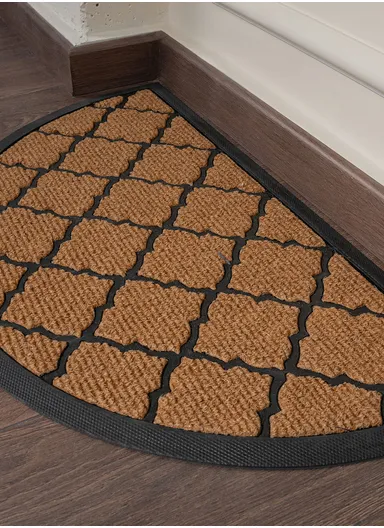 Hexagon Lattice Zymta Door Mat 40 x 70 cm - Light Brown / Black