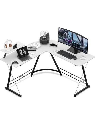 Portable Folding Computer &amp; Workstation Desk Simple Style Desk With Industrial Folding Steel Stand (L258x W46 x H73.6)cm - White