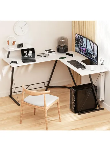 Portable Folding Computer &amp; Workstation Desk Simple Style Desk With Industrial Folding Steel Stand (L258x W46 x H73.6)cm - White