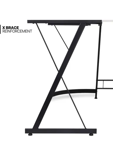 Portable Folding Computer &amp; Workstation Desk Simple Style Desk With Industrial Folding Steel Stand (L258x W46 x H73.6)cm - White