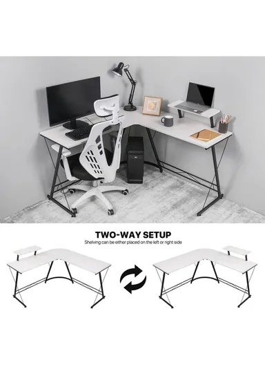 Portable Folding Computer &amp; Workstation Desk Simple Style Desk With Industrial Folding Steel Stand (L258x W46 x H73.6)cm - White