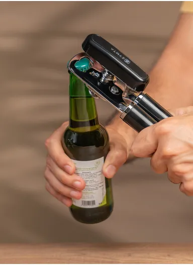 2 In 1 Multifunctional Stainless Steel Can Lid &amp; Bottle Opener, Black 