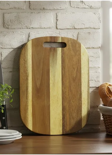 Acacia Wooden Cutting Board with Juice Groove &amp; Non-Slip Base YD-8815 (L34 x W25 x T2)cm 