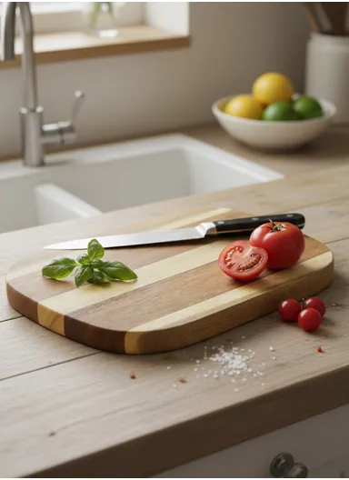 Acacia Wooden Cutting Board with Juice Groove &amp; Non-Slip Base YD-8815 (L34 x W25 x T2)cm 