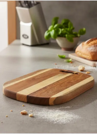 Acacia Wooden Cutting Board with Juice Groove &amp; Non-Slip Base YD-8815 (L34 x W25 x T2)cm 
