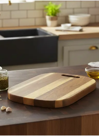 Acacia Wooden Cutting Board with Juice Groove &amp; Non-Slip Base YD-8815 (L34 x W25 x T2)cm 