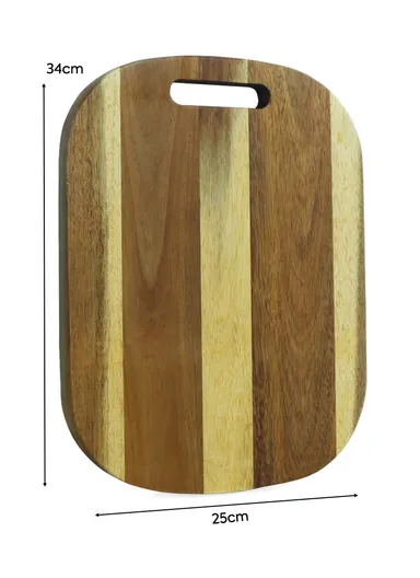 Acacia Wooden Cutting Board with Juice Groove &amp; Non-Slip Base YD-8815 (L34 x W25 x T2)cm 