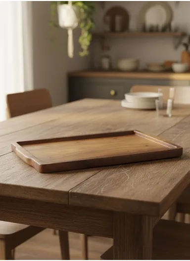 Wooden Serving Tray Non-Slip, Sturdy &amp; Drop-Resistant HS-9009 (L41 x W26)cm