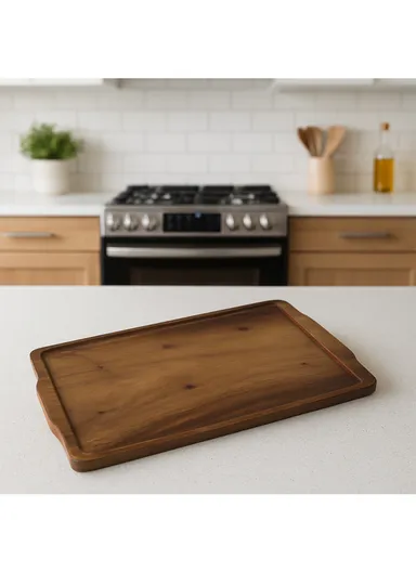 Wooden Serving Tray Non-Slip, Sturdy &amp; Drop-Resistant HS-9009 (L41 x W26)cm