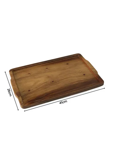 Wooden Serving Tray Non-Slip, Sturdy &amp; Drop-Resistant HS-9009 (L41 x W26)cm