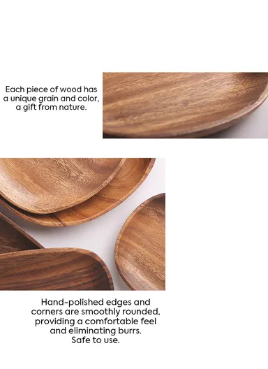 Acacia Wooden Seed-Shaped Tray For Serving Snacks, Coffee &amp; Breakfast (L30 × W12.5 × H2)cm 