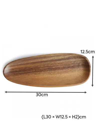 Acacia Wooden Seed-Shaped Tray For Serving Snacks, Coffee &amp; Breakfast (L30 × W12.5 × H2)cm 