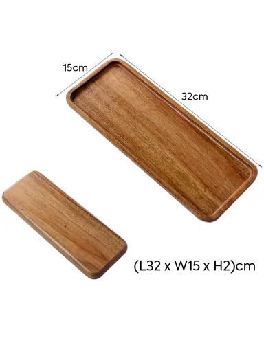 Acacia Wooden Rectangular Tray For Serving Snacks, Coffee &amp; Breakfast (L32 x W15 x T2)cm