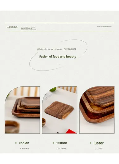 Acacia Wooden Rectangular Tray For Serving Snacks, Coffee &amp; Breakfast (L30 × W20 × H2)cm