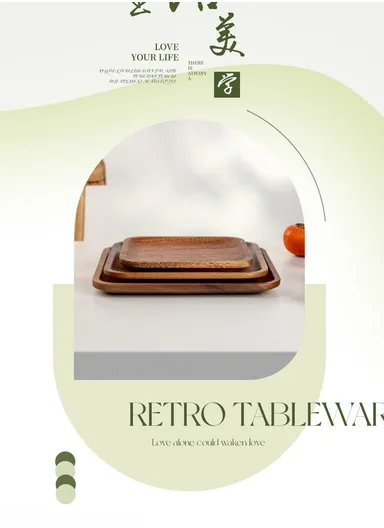 Acacia Wooden Rectangular Tray For Serving Snacks, Coffee &amp; Breakfast (L30 × W20 × H2)cm