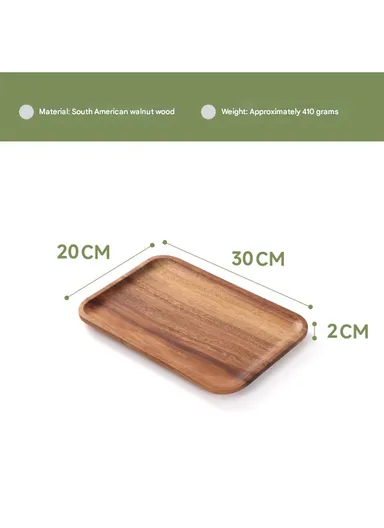 Acacia Wooden Rectangular Tray For Serving Snacks, Coffee &amp; Breakfast (L30 × W20 × H2)cm