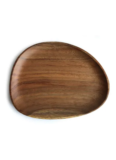 Acacia Wooden Oval Tray For Serving Snacks, Coffee &amp; Breakfast (L24 x W18 x H2)cm