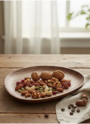 Acacia Wooden Oval Tray For Serving Snacks, Coffee &amp; Breakfast (L24 x W18 x H2)cm